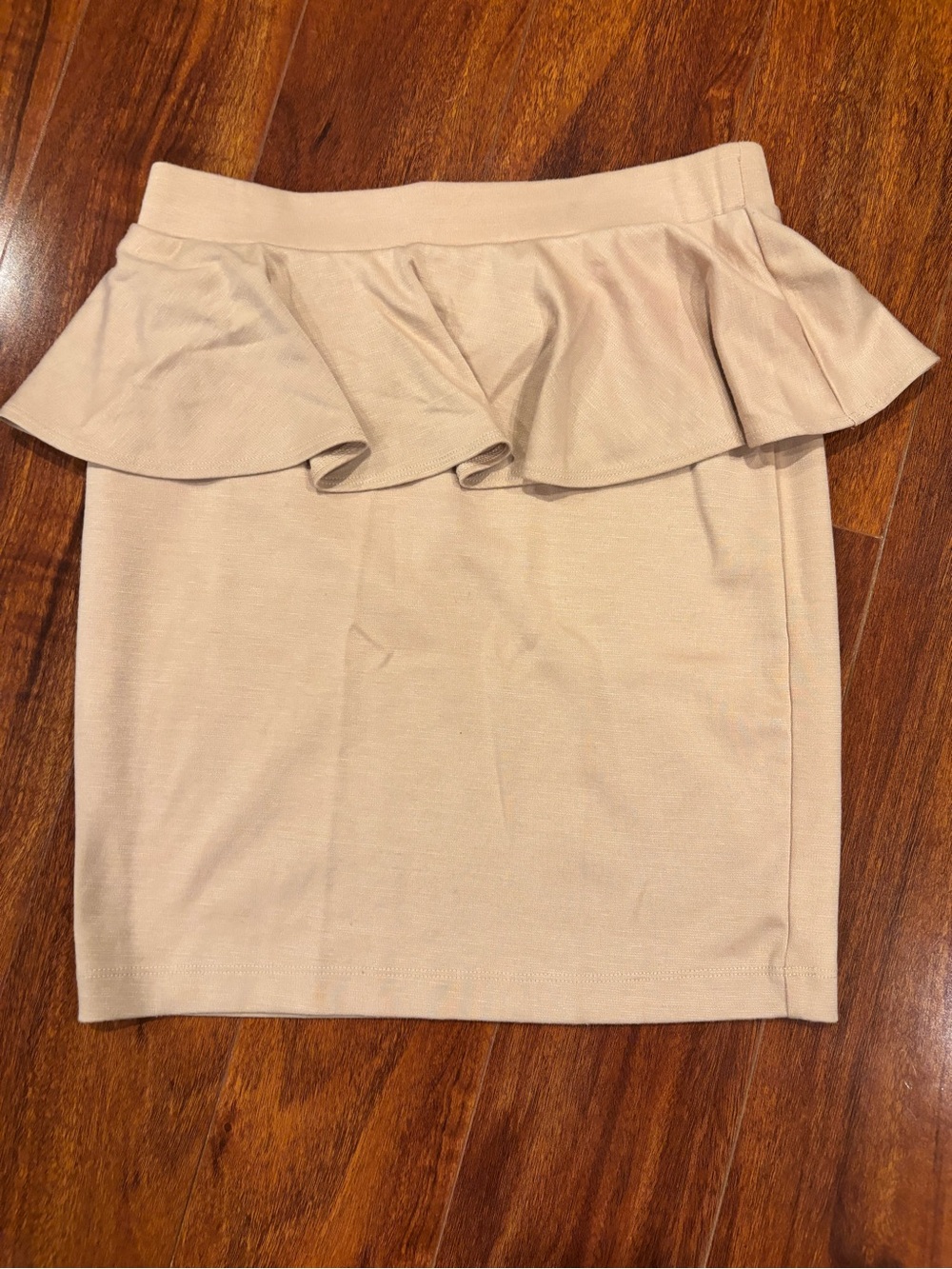 Forever 21 Beige Ruffle-Waist Pencil Skirt